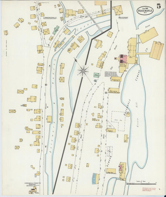 Sanborn Fire Insurance Map from Rosendale, Ulster County, New York (1898), Sheet #0005 - Historic Sanborn Fire Insurance Map Print, vintage old map wall art, antique decor, genealogy gift, New York New York map
