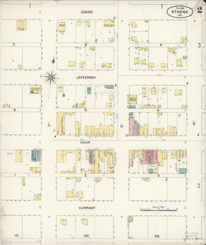 Sanborn Fire Insurance Map from Athena, Umatilla County, Oregon (1896), Sheet #0002 - Complete Map Set gallery image, historic Sanborn map, vintage wall art, Oregon Oregon