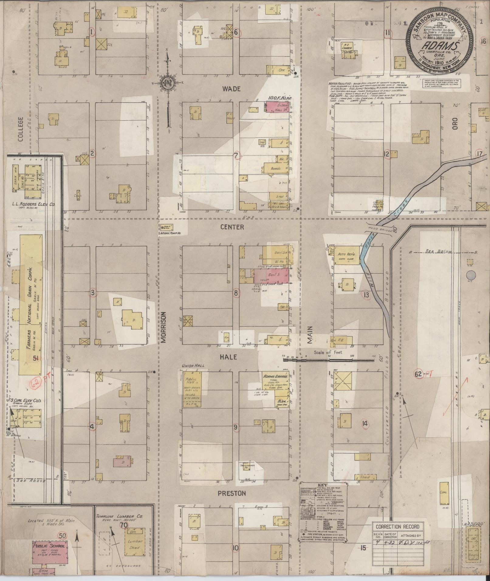 Sanborn Fire Insurance Map from Adams, Umatilla County, Oregon (1932), Sheet #0001 - Historic Sanborn Fire Insurance Map Print, vintage old map wall art, antique decor, genealogy gift, Oregon Oregon map