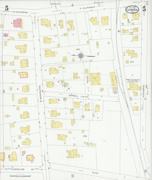 Sanborn Fire Insurance Map from Camden, Ouachita County, Arkansas (1930), Sheet #0005 - Historic Sanborn Fire Insurance Map Print, vintage old map wall art, antique decor, genealogy gift, Arkansas Arkansas map
