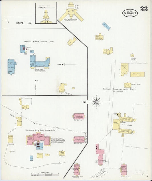 Sanborn Fire Insurance Map from Faribault, Rice County, Minnesota (1909), Sheet #0022 - Historic Sanborn Fire Insurance Map Print, vintage old map wall art, antique decor, genealogy gift, Minnesota Minnesota map