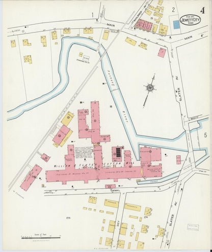 Sanborn Fire Insurance Map from Jewett City, New London County, Connecticut (1917), Sheet #0004 - Complete Map Set gallery image, historic Sanborn map, vintage wall art, Connecticut Connecticut