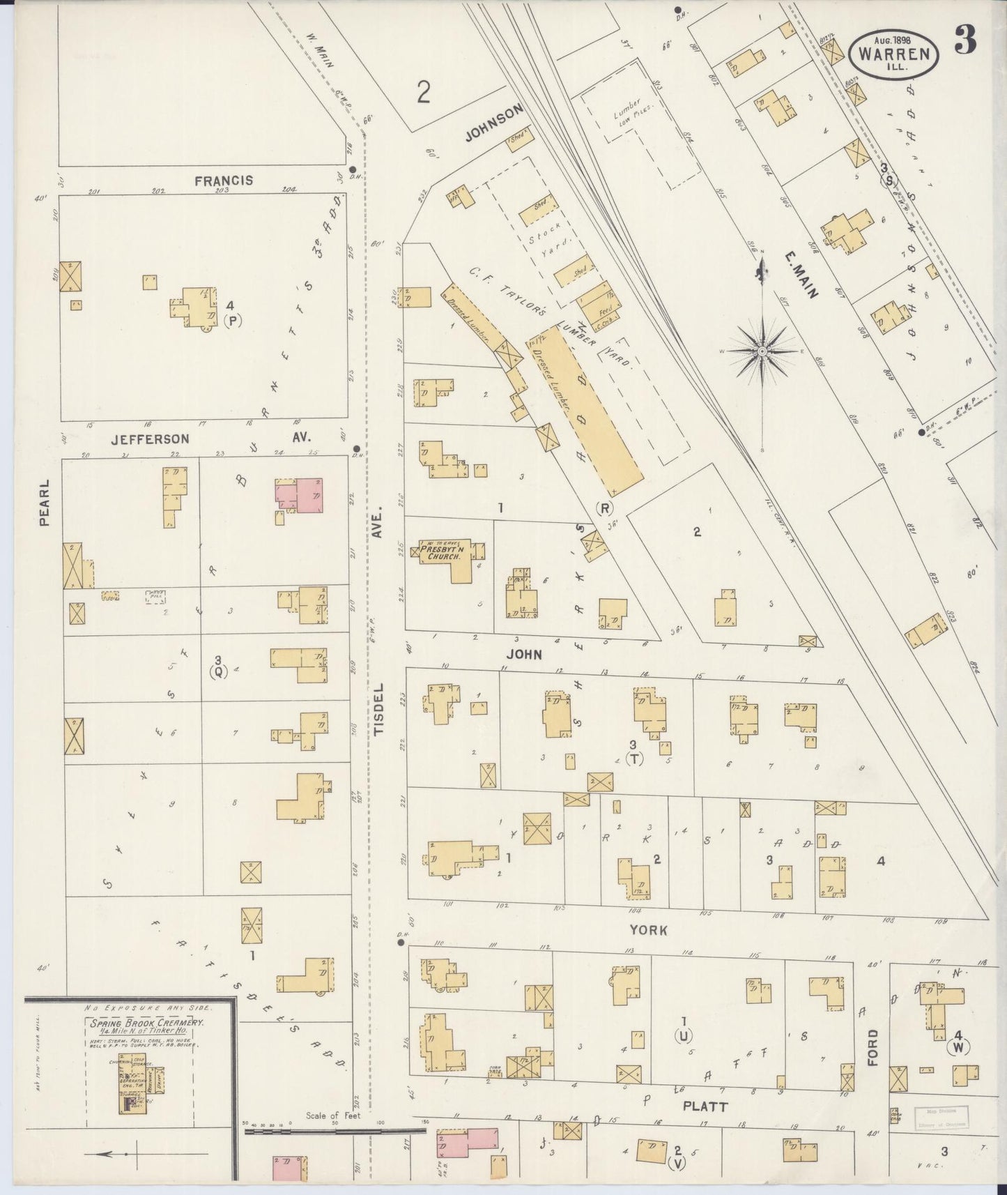 Sanborn Fire Insurance Map from Warren, Jo Daviess County, Illinois (1898), Sheet #0003 - Complete Map Set gallery image, historic Sanborn map, vintage wall art, Illinois Illinois