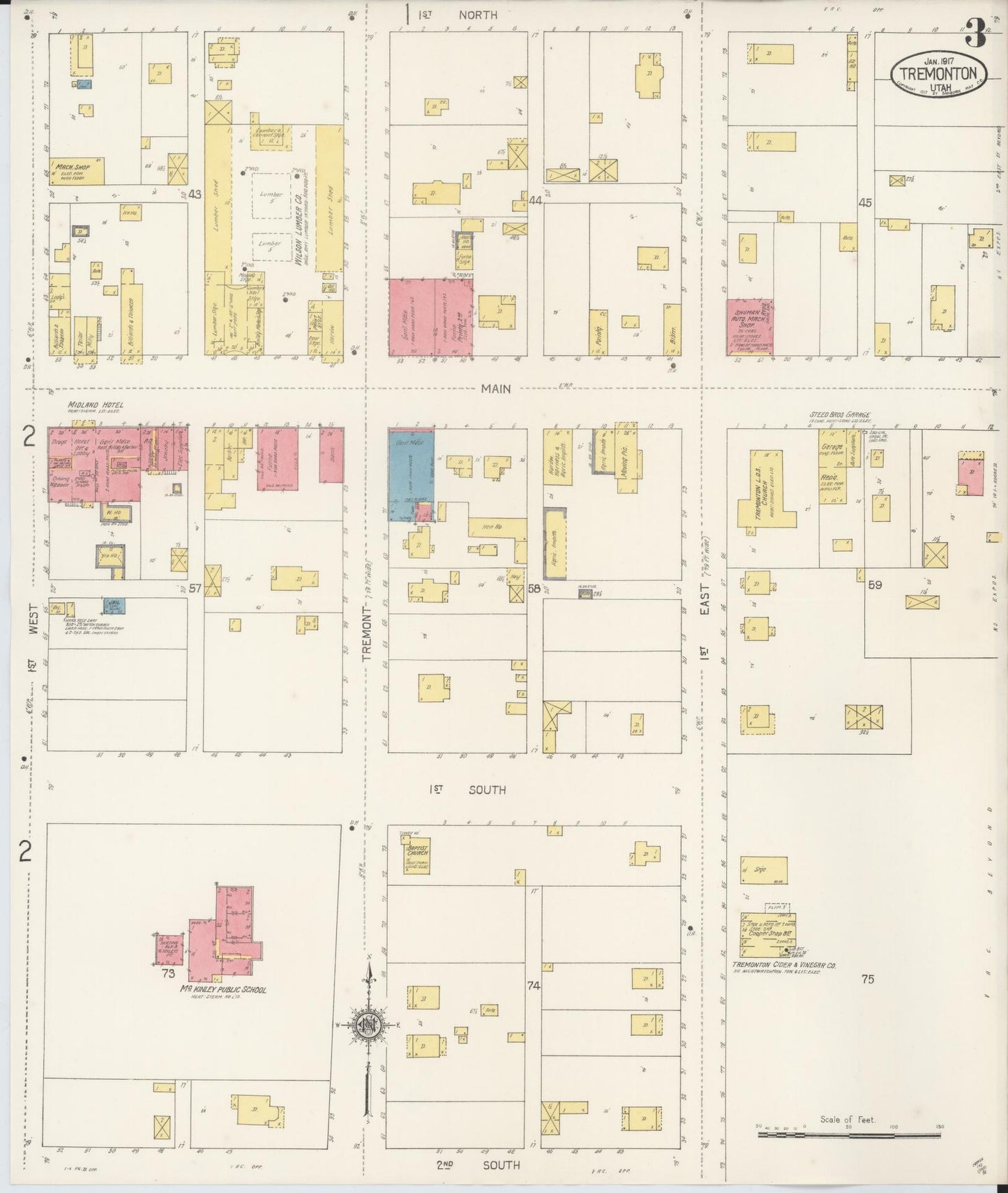 Sanborn Fire Insurance Map from Tremonton, Box Elder County, Utah (1917), Sheet #0003 - Complete Map Set gallery image, historic Sanborn map, vintage wall art, Utah Utah