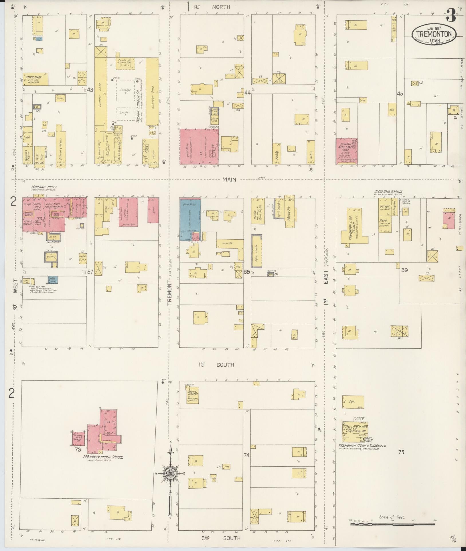 Sanborn Fire Insurance Map from Tremonton, Box Elder County, Utah (1917), Sheet #0003 - Complete Map Set gallery image, historic Sanborn map, vintage wall art, Utah Utah