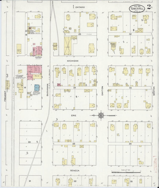Sanborn Fire Insurance Map from Tower Hill, Shelby County, Illinois (1914), Sheet #0002 - Historic Sanborn Fire Insurance Map Print, vintage old map wall art, antique decor, genealogy gift, Illinois Illinois map