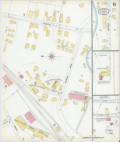 Sanborn Fire Insurance Map from Athol, Worcester County, Massachusetts (1900), Sheet #0006 - Historic Sanborn Fire Insurance Map Print, vintage old map wall art, antique decor, genealogy gift, Massachusetts Massachusetts map
