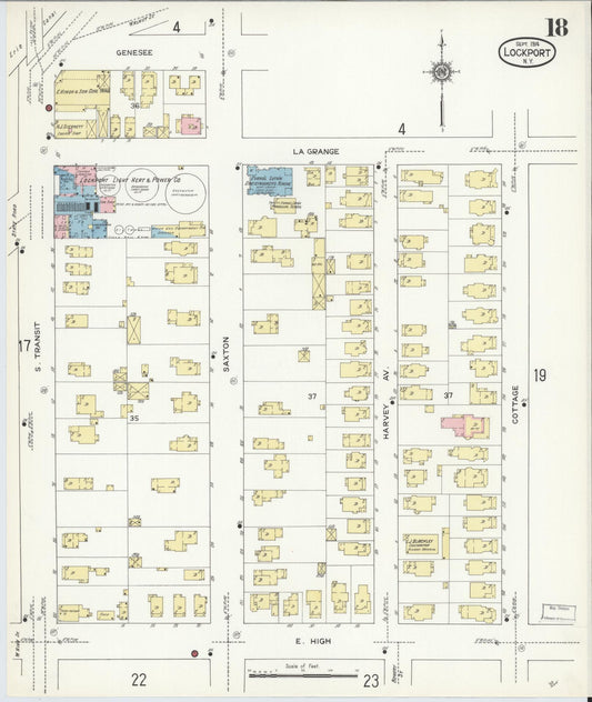 Sanborn Fire Insurance Map from Lockport, Niagara County, New York (1914), Sheet #0018 - Historic Sanborn Fire Insurance Map Print, vintage old map wall art, antique decor, genealogy gift, New York New York map
