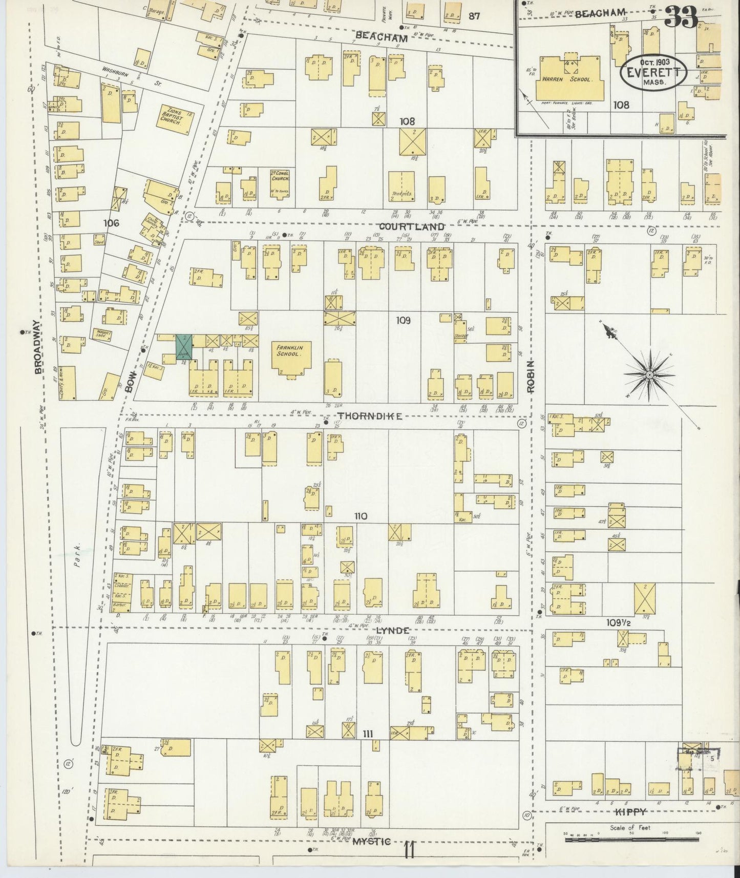 Sanborn Fire Insurance Map from Everett, Middlesex County, Massachusetts (1903), Sheet #0033 - Complete Map Set gallery image, historic Sanborn map, vintage wall art, Massachusetts Massachusetts