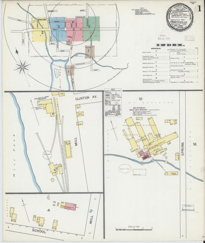 Sanborn Fire Insurance Map from Monticello, Sullivan County, New York (1892), Sheet #0001 - Historic Sanborn Fire Insurance Map Print, vintage old map wall art, antique decor, genealogy gift, New York New York map