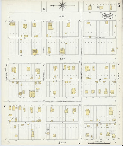 Sanborn Fire Insurance Map from Ponca City, Kay County, Oklahoma (1903), Sheet #0005 - Complete Map Set gallery image, historic Sanborn map, vintage wall art, Oklahoma Oklahoma