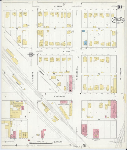 Sanborn Fire Insurance Map from Streator, La Salle County, Illinois (1916), Sheet #0010 - Historic Sanborn Fire Insurance Map Print, vintage old map wall art, antique decor, genealogy gift, Illinois Illinois map