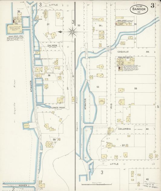 Sanborn Fire Insurance Map from Bandon, Coos County, Oregon (1898), Sheet #0003 - Historic Sanborn Fire Insurance Map Print, vintage old map wall art, antique decor, genealogy gift, Oregon Oregon map