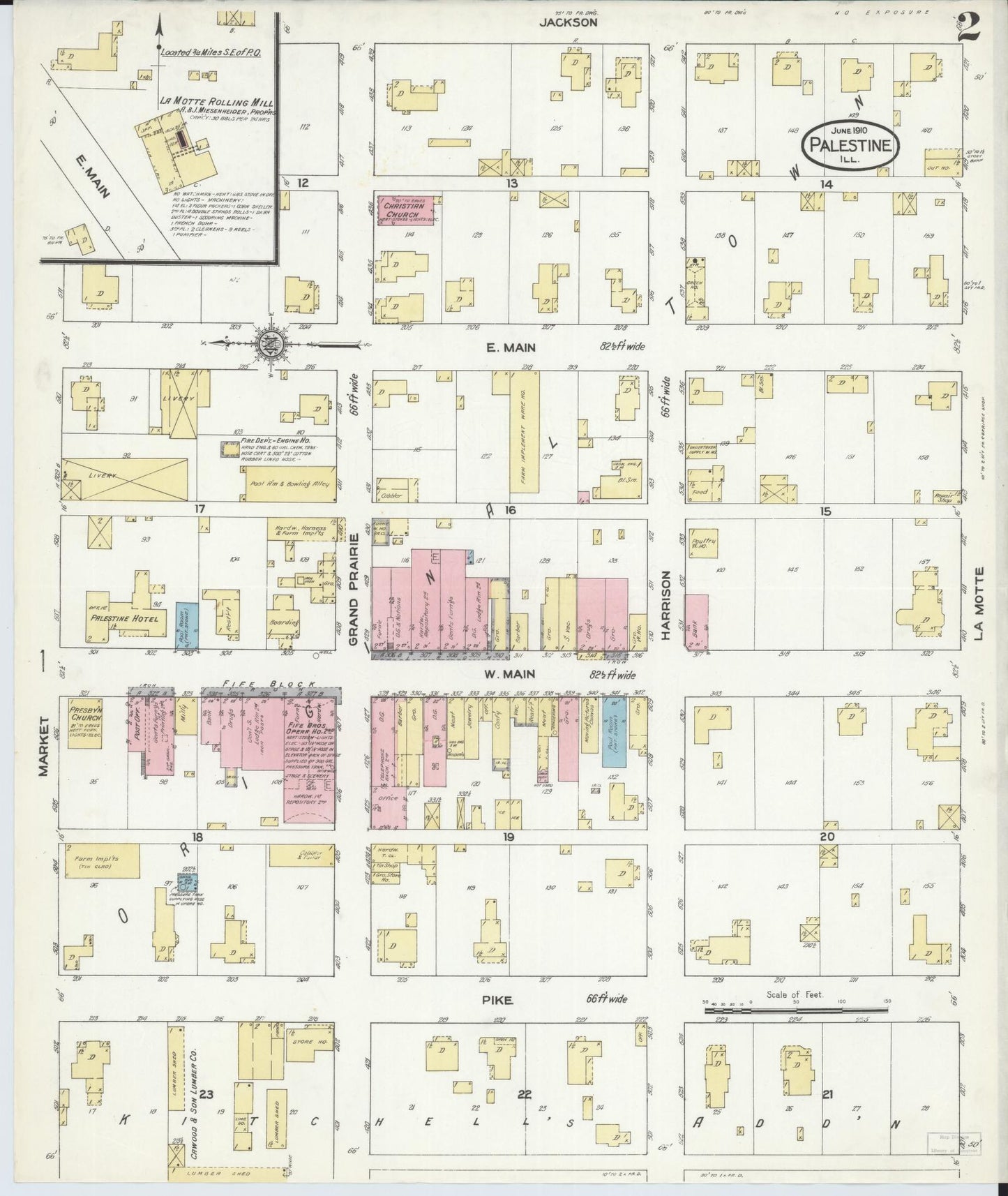 Sanborn Fire Insurance Map from Palestine, Crawford County, Illinois (1910), Sheet #0002 - Historic Sanborn Fire Insurance Map Print, vintage old map wall art, antique decor, genealogy gift, Illinois Illinois map