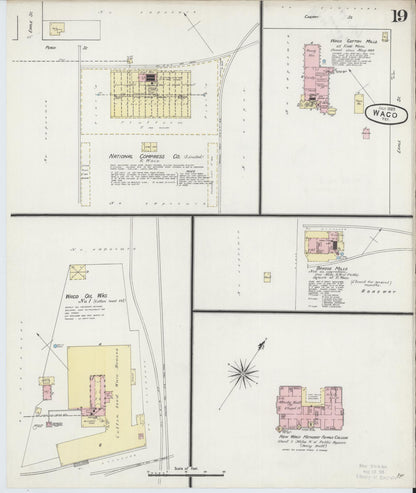 Sanborn Fire Insurance Map from Waco, McLennan County, Texas (1889), Sheet #0019 - Complete Map Set gallery image, historic Sanborn map, vintage wall art, Texas Texas