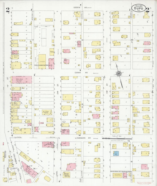 Sanborn Fire Insurance Map from Dupo, Saint Clair County, Illinois (1928), Sheet #0002 - Historic Sanborn Fire Insurance Map Print, vintage old map wall art, antique decor, genealogy gift, Illinois Illinois map