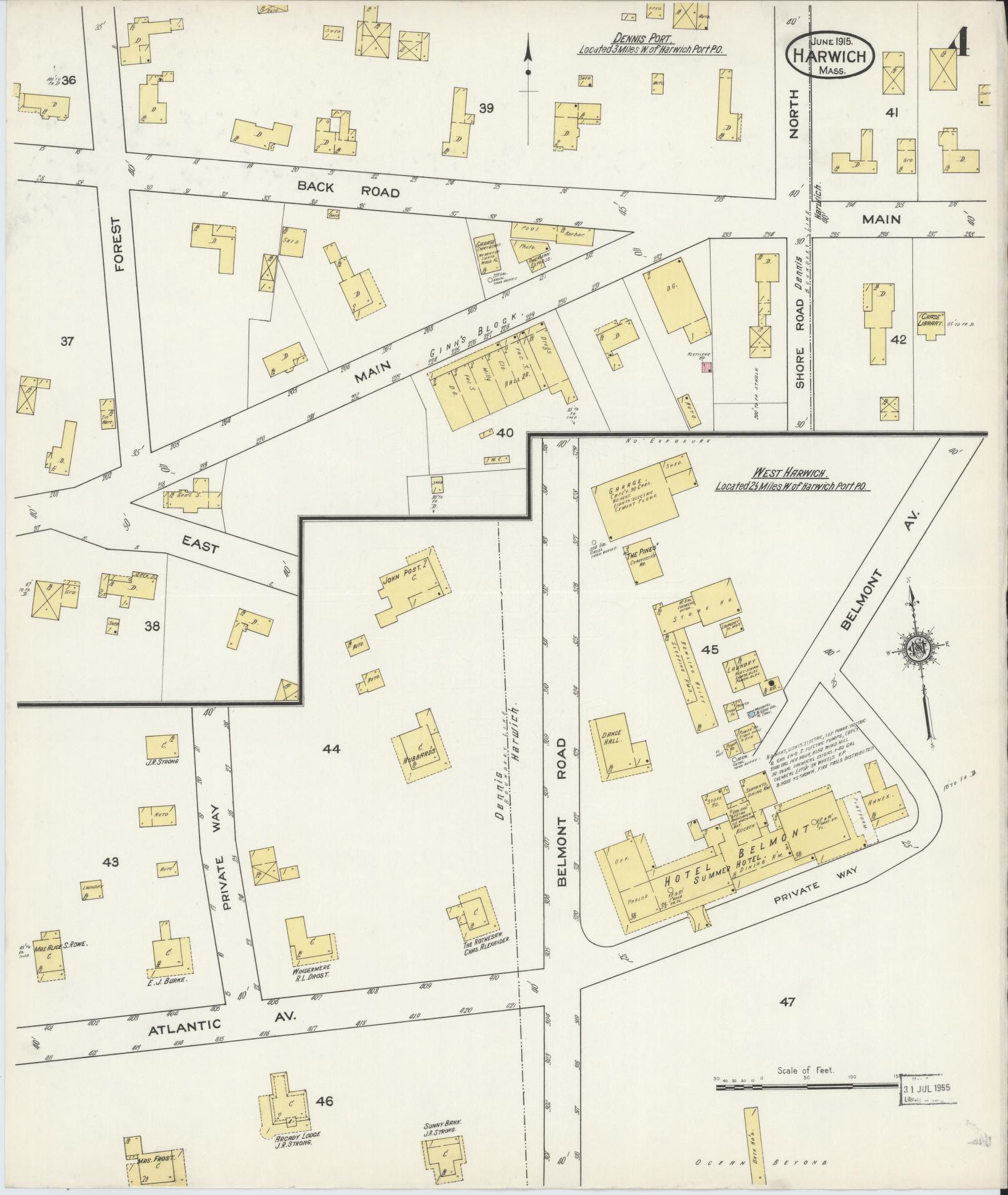 Sanborn Fire Insurance Map from Harwich, Barnstable County, Massachusetts (1915), Sheet #0004 - Complete Map Set gallery image, historic Sanborn map, vintage wall art, Massachusetts Massachusetts