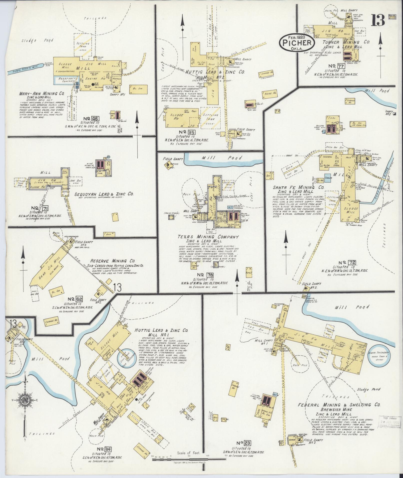 Sanborn Fire Insurance Map from Picher, Ottawa County, Oklahoma (1920), Sheet #0013 - Complete Map Set gallery image, historic Sanborn map, vintage wall art, Oklahoma Oklahoma