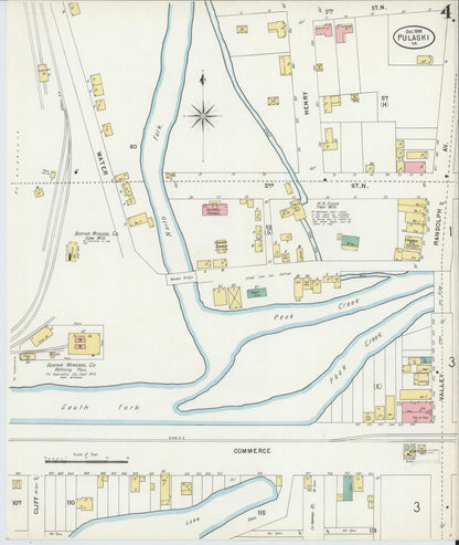 Sanborn Fire Insurance Map from Pulaski, Pulaski County, Virginia (1898), Sheet #0004 - Complete Map Set gallery image, historic Sanborn map, vintage wall art, Virginia Virginia
