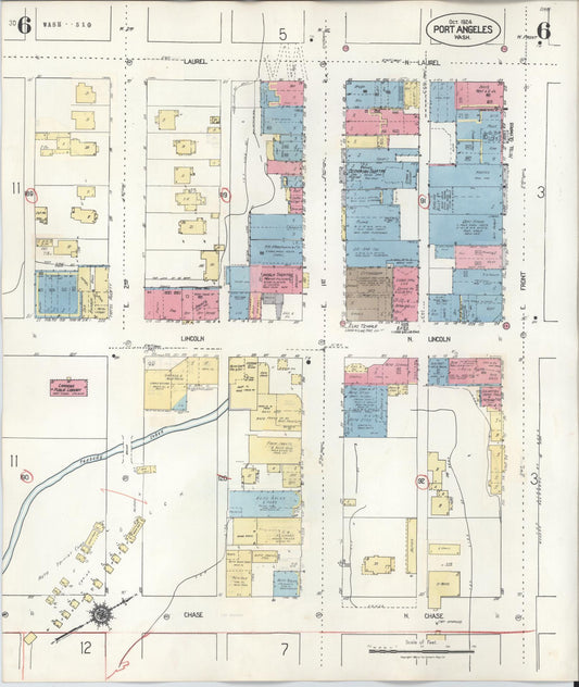 Sanborn Fire Insurance Map from Port Angeles, Clallam County, Washington (1949), Sheet #0006 - Historic Sanborn Fire Insurance Map Print, vintage old map wall art, antique decor, genealogy gift, Washington Washington map