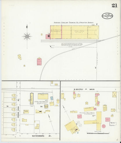 Sanborn Fire Insurance Map from Staunton, Independent Cities, Virginia (1904), Sheet #0021 - Complete Map Set gallery image, historic Sanborn map, vintage wall art, Virginia Virginia