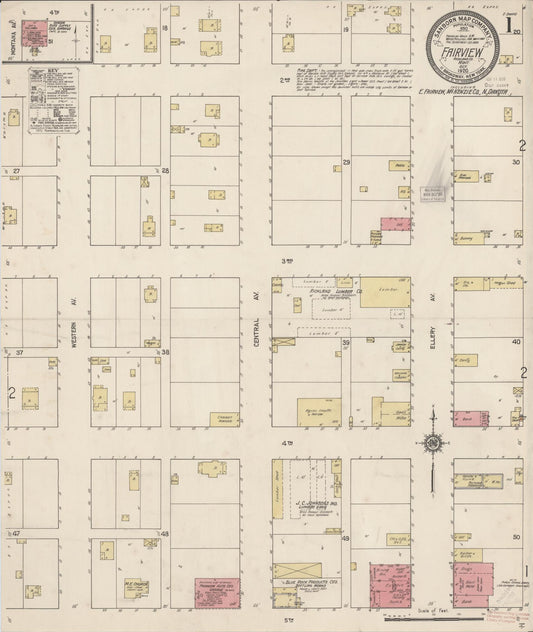Sanborn Fire Insurance Map from Fairview, Richland County, Montana (1920), Sheet #0001 - Complete Map Set gallery image, historic Sanborn map, vintage wall art, North Dakota North Dakota