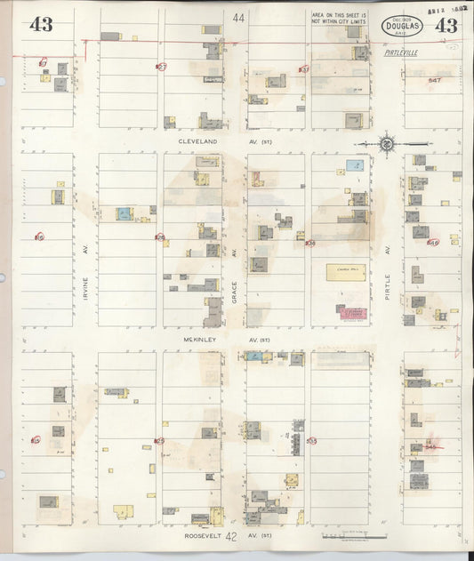 Sanborn Fire Insurance Map from Douglas, Cochise County, Arizona (1947), Sheet #0043 - Historic Sanborn Fire Insurance Map Print, vintage old map wall art, antique decor, genealogy gift, Arizona Arizona map