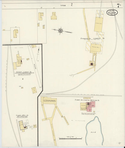 Sanborn Fire Insurance Map from Gilmer, Upshur County, Texas (1912), Sheet #0007 - Complete Map Set gallery image, historic Sanborn map, vintage wall art, Texas Texas