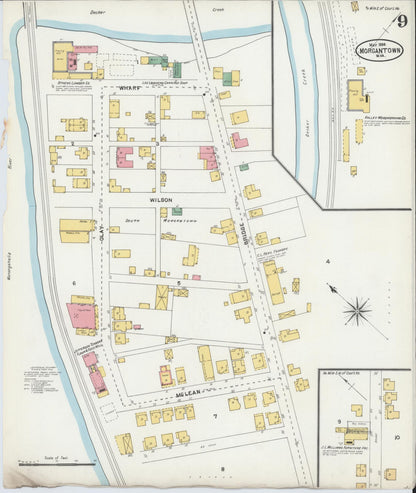 Sanborn Fire Insurance Map from Morgantown, Monongalia County, West Virginia (1904), Sheet #0009 - Complete Map Set gallery image, historic Sanborn map, vintage wall art, West Virginia West Virginia