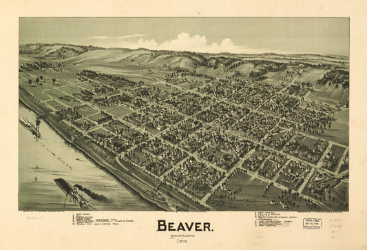 Beaver, Pennsylvania 1900. (1900) – Historic Bird’s-Eye View Panorama Print
