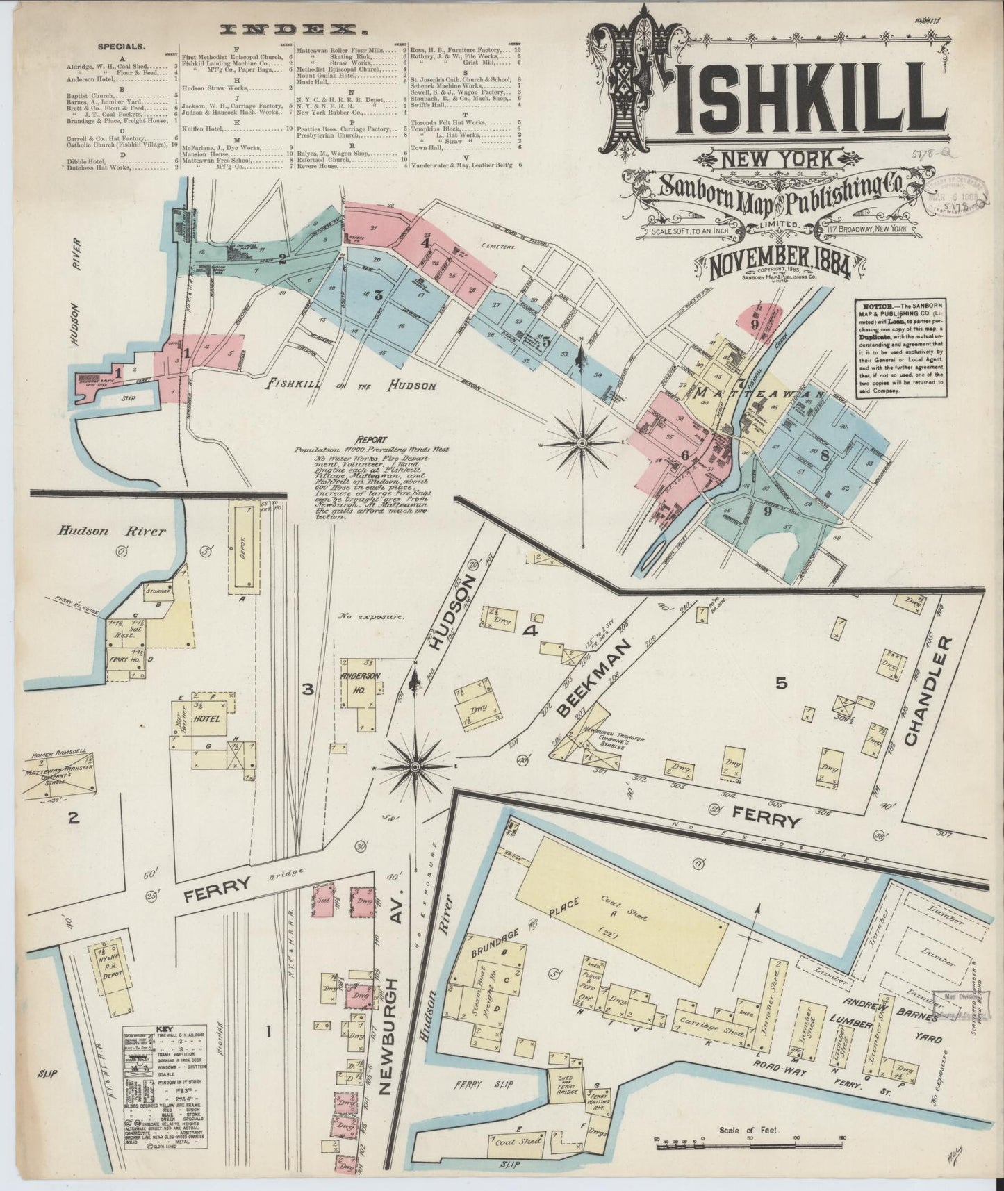 Sanborn Fire Insurance Map from Fishkill-on-the-hudson, Dutchess County, New York. (1884) – Historic Sanborn Fire Insurance Map Print