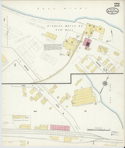 Sanborn Fire Insurance Map from Biddeford, York County, Maine (1912), Sheet #0022 - Complete Map Set gallery image, historic Sanborn map, vintage wall art, Maine Maine