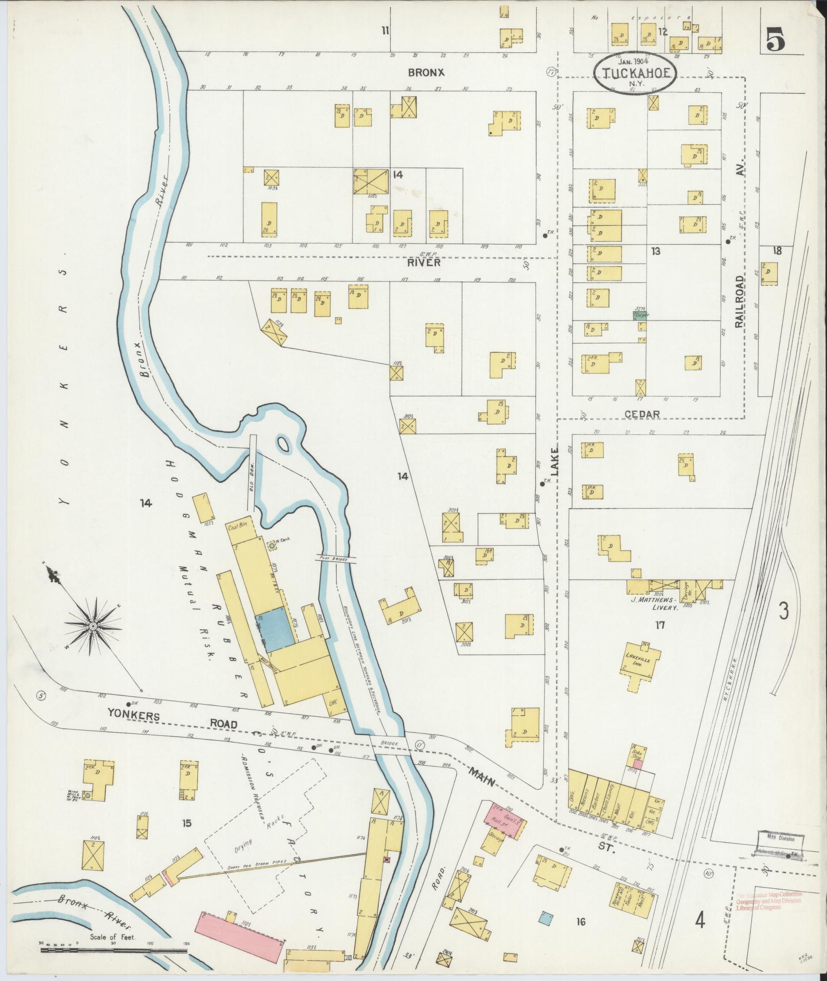 Sanborn Fire Insurance Map from Tuckahoe, Westchester County, New York (1904), Sheet #0005 - Historic Sanborn Fire Insurance Map Print, vintage old map wall art, antique decor, genealogy gift, New York New York map