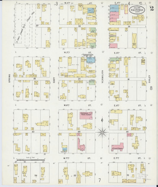 Sanborn Fire Insurance Map from Hastings, Dakota County, Minnesota (1898), Sheet #0002 - Historic Sanborn Fire Insurance Map Print, vintage old map wall art, antique decor, genealogy gift, Minnesota Minnesota map