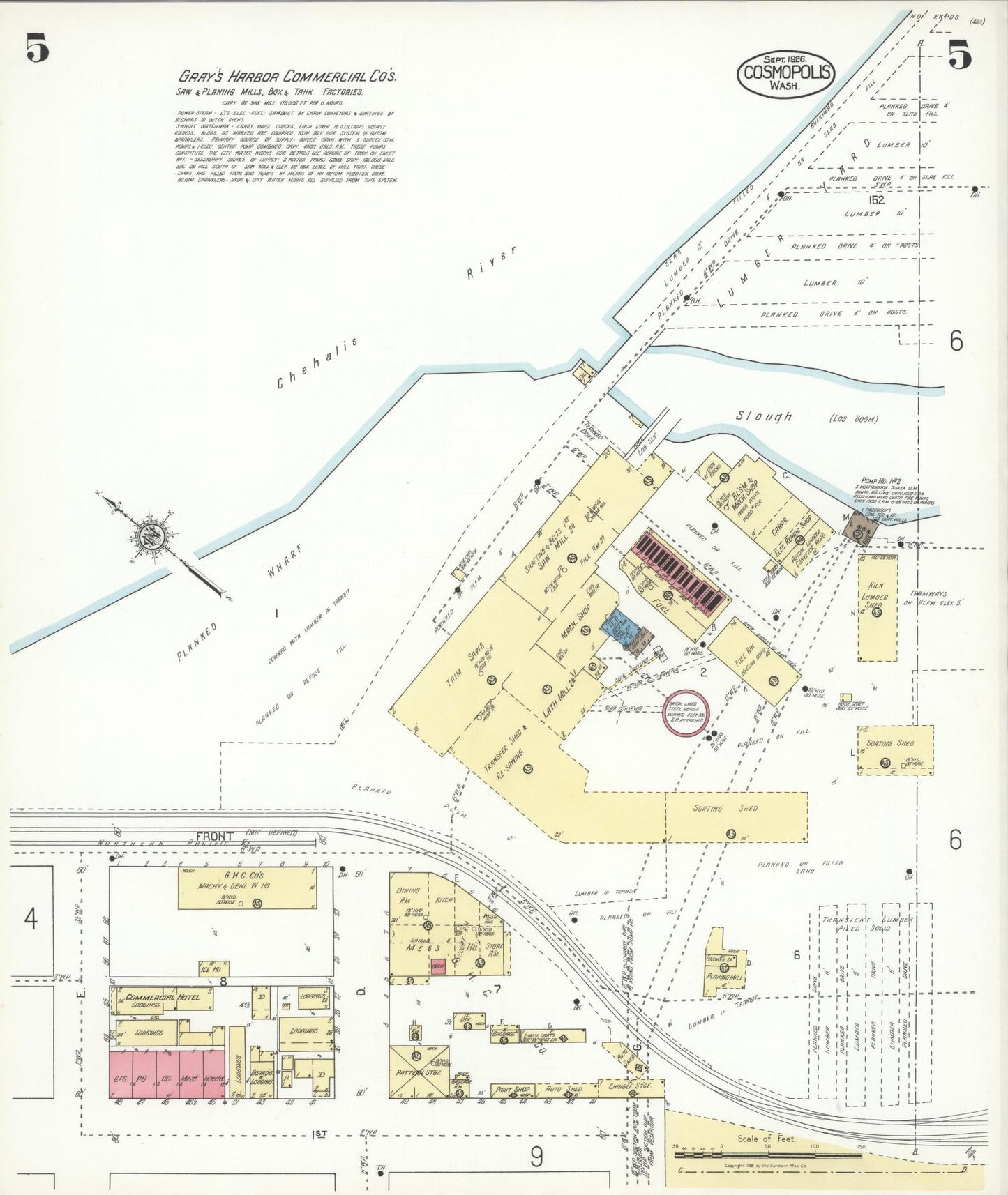 Sanborn Fire Insurance Map from Cosmopolis, Grays Harbor County, Washington (1926), Sheet #0005 - Complete Map Set gallery image, historic Sanborn map, vintage wall art, Washington Washington