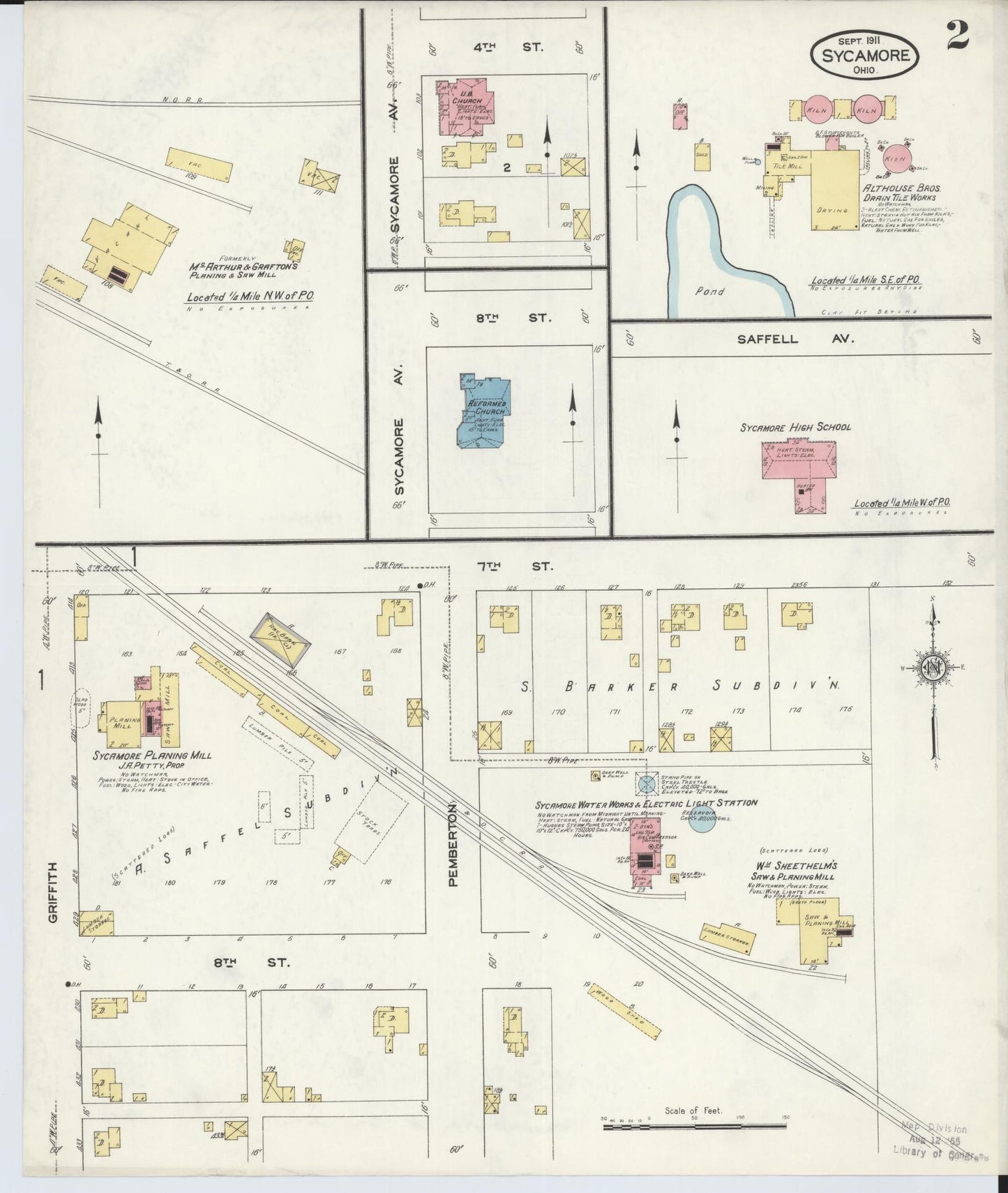 Sanborn Fire Insurance Map from Sycamore, Wyandot County, Ohio (1911), Sheet #0002 - Complete Map Set gallery image, historic Sanborn map, vintage wall art, Ohio Ohio