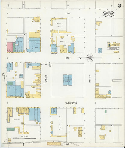 Sanborn Fire Insurance Map from Seymour, Baylor County, Texas (1904), Sheet #0003 - Historic Sanborn Fire Insurance Map Print, vintage old map wall art, antique decor, genealogy gift, Texas Texas map