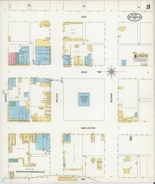 Sanborn Fire Insurance Map from Seymour, Baylor County, Texas (1904), Sheet #0003 - Historic Sanborn Fire Insurance Map Print, vintage old map wall art, antique decor, genealogy gift, Texas Texas map