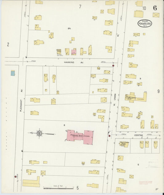Sanborn Fire Insurance Map from Hamburg, Erie County, New York (1913), Sheet #0006 - Historic Sanborn Fire Insurance Map Print, vintage old map wall art, antique decor, genealogy gift, New York New York map