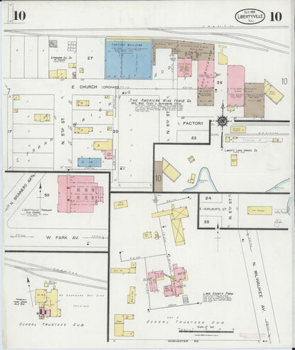 Sanborn Fire Insurance Map from Libertyville, Lake County, Illinois (1924), Sheet #0010 - Complete Map Set gallery image, historic Sanborn map, vintage wall art, Illinois Illinois