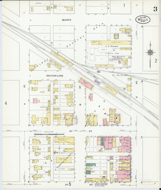 Sanborn Fire Insurance Map from Wells, Faribault County, Minnesota (1909), Sheet #0003 - Historic Sanborn Fire Insurance Map Print, vintage old map wall art, antique decor, genealogy gift, Minnesota Minnesota map