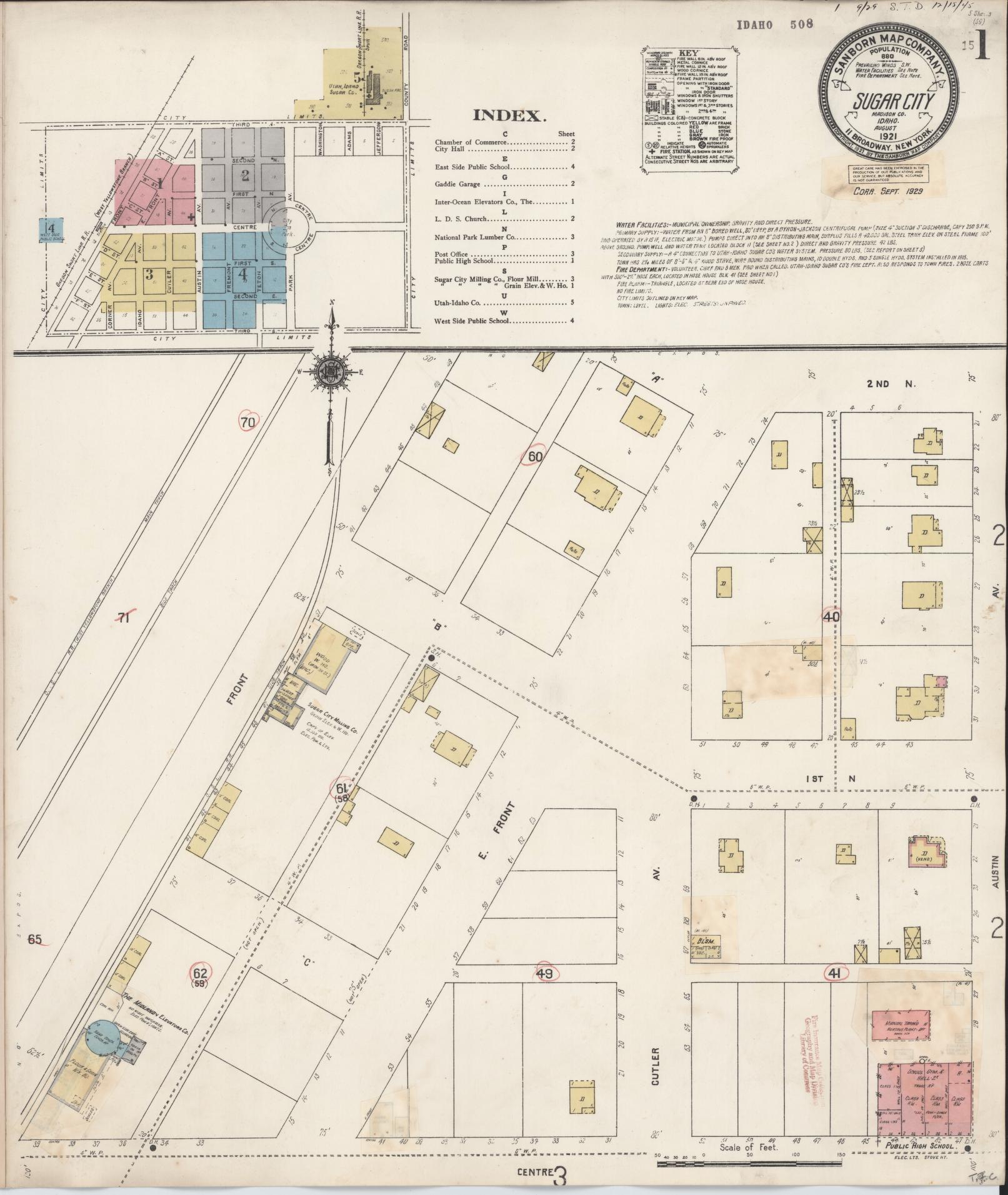 Sanborn Fire Insurance Map from Sugar City, Madison County, Idaho. (1929) – Historic Sanborn Fire Insurance Map Print