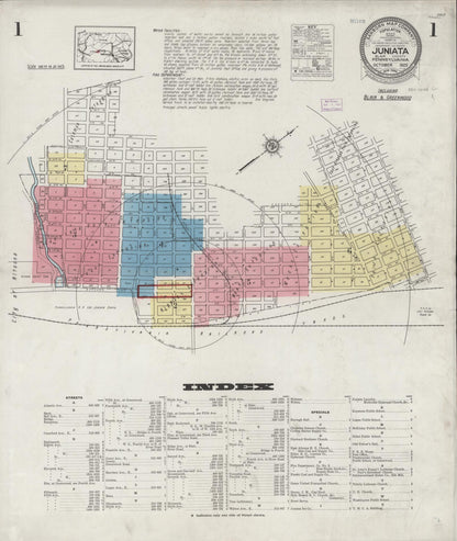 Sanborn Fire Insurance Map from Juniata, Blair County, Pennsylvania (1925), Sheet #0001 - Historic Sanborn Fire Insurance Map Print, vintage old map wall art, antique decor, genealogy gift, Pennsylvania Pennsylvania map