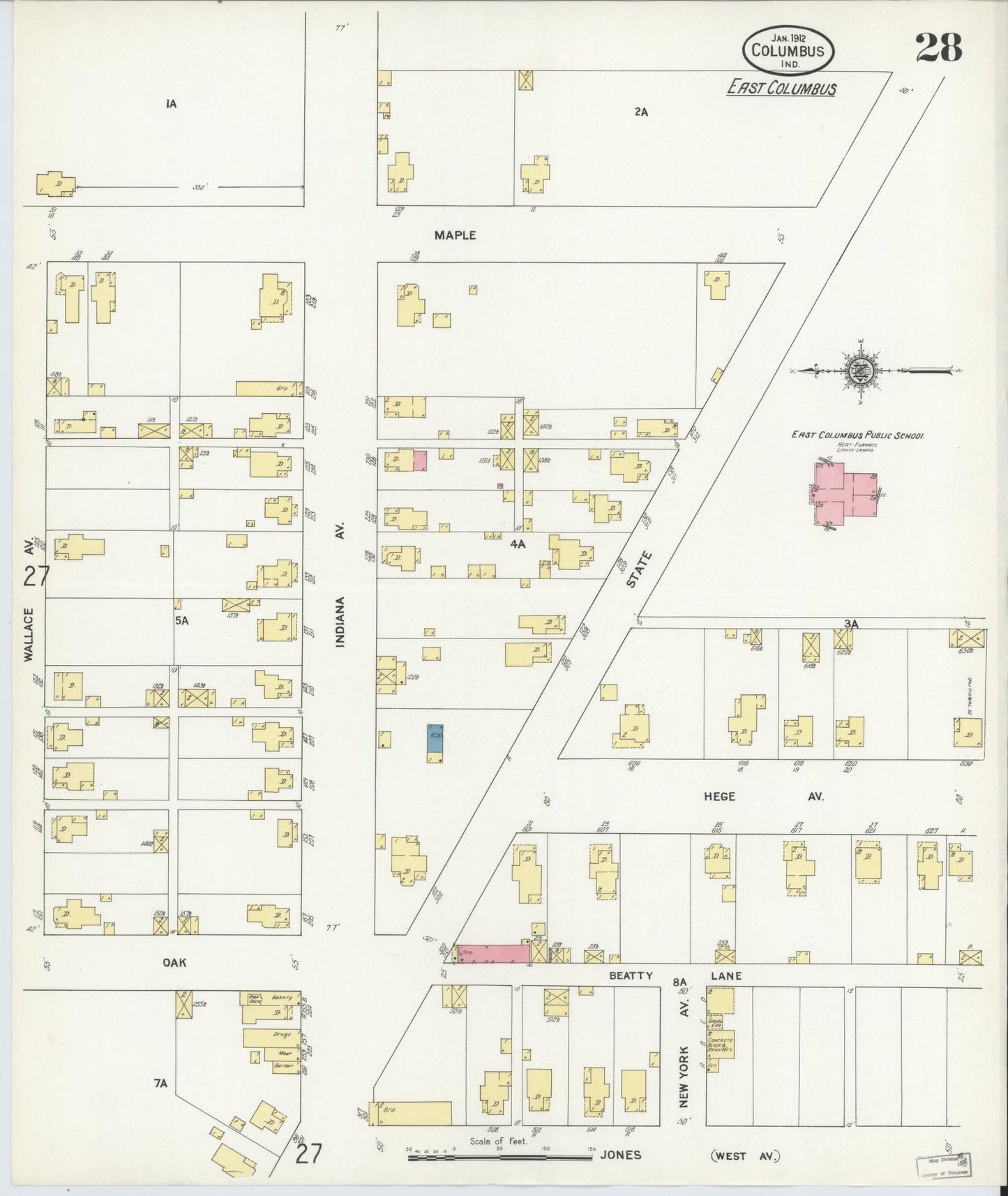 Sanborn Fire Insurance Map from Columbus, Bartholomew County, Indiana (1912), Sheet #0028 - Complete Map Set gallery image, historic Sanborn map, vintage wall art, Indiana Indiana