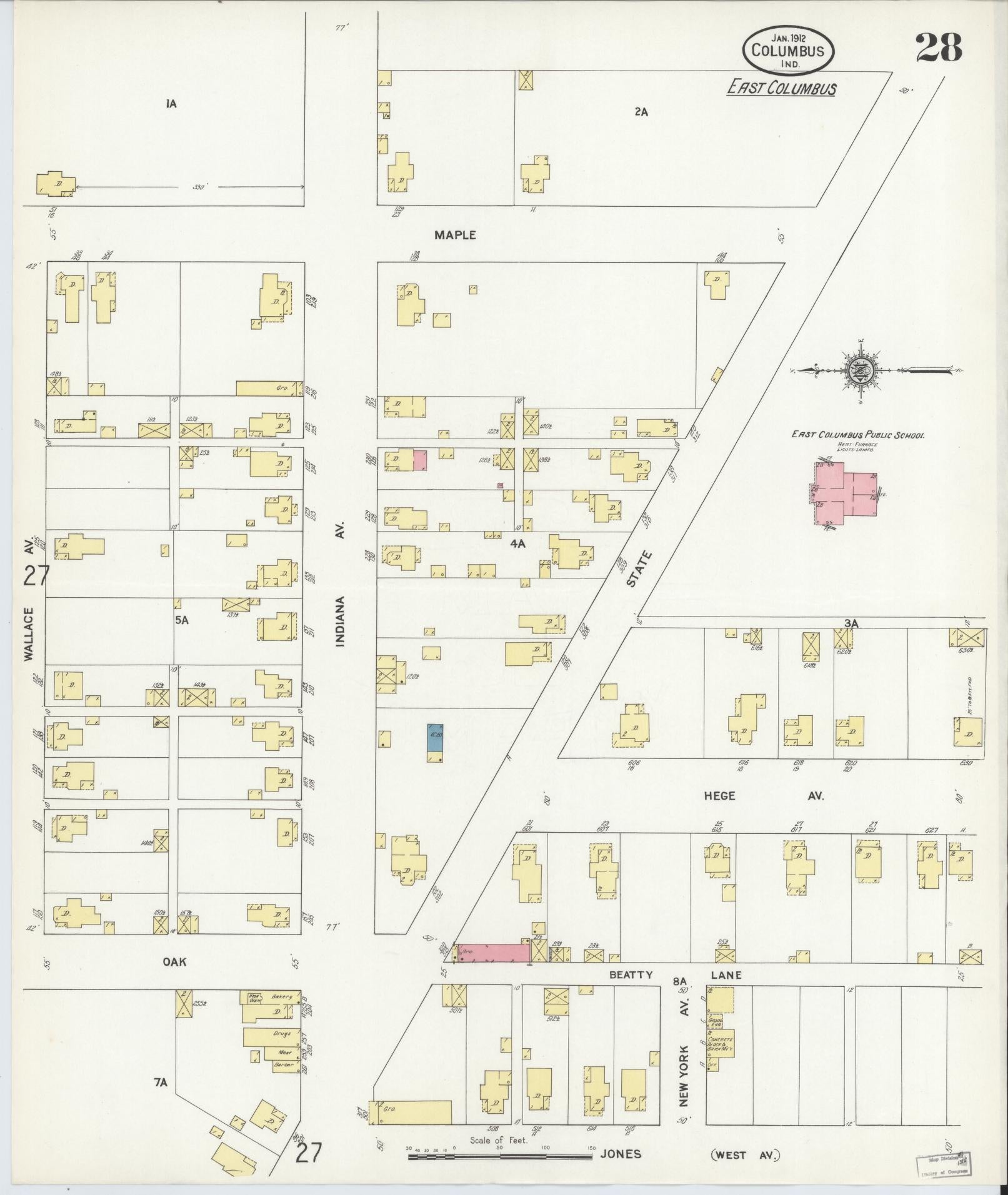Sanborn Fire Insurance Map from Columbus, Bartholomew County, Indiana (1912), Sheet #0028 - Complete Map Set gallery image, historic Sanborn map, vintage wall art, Indiana Indiana