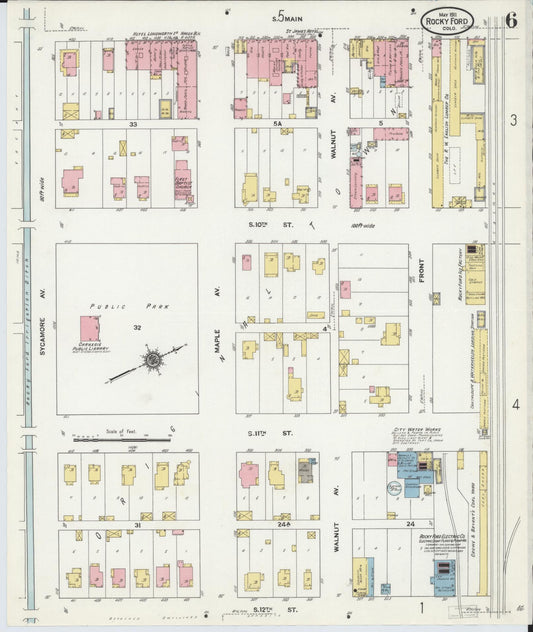 Sanborn Fire Insurance Map from Rocky Ford, Otero County, Colorado (1911), Sheet #0006 - Historic Sanborn Fire Insurance Map Print, vintage old map wall art, antique decor, genealogy gift, Colorado Colorado map