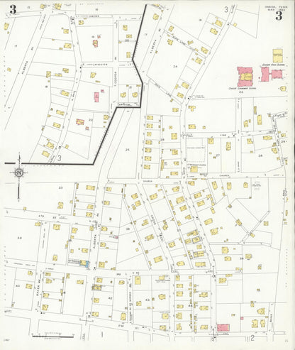 Sanborn Fire Insurance Map from Oneida, Scott County, Tennessee (1933), Sheet #0003 - Complete Map Set gallery image, historic Sanborn map, vintage wall art, Tennessee Tennessee