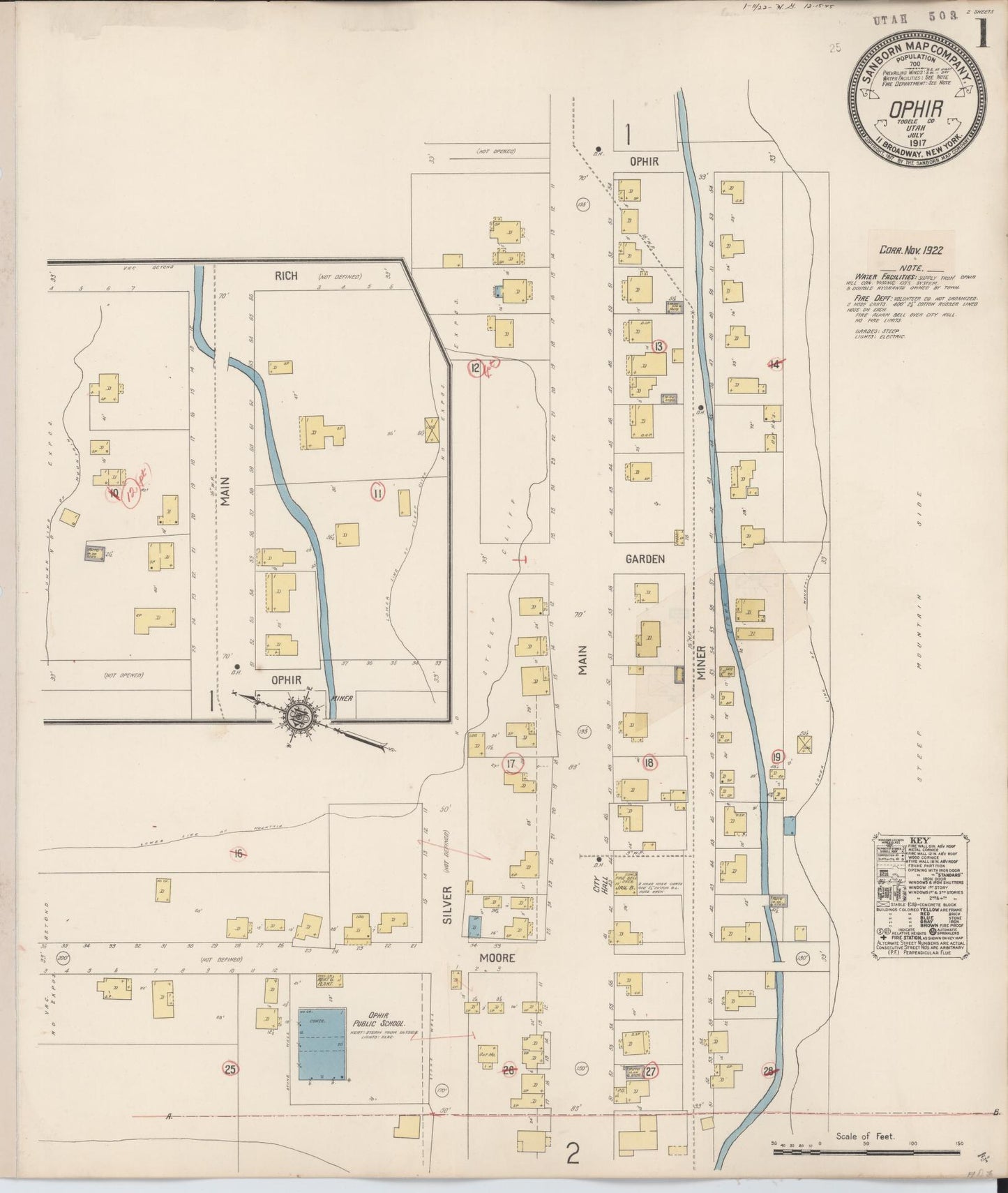 Sanborn Fire Insurance Map from Ophir, Tooele County, Utah. (1922) – Historic Sanborn Fire Insurance Map Print