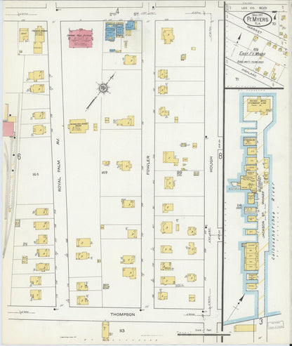 Sanborn Fire Insurance Map from Fort Myers, Lee County, Florida (1917), Sheet #0007 - Complete Map Set gallery image, historic Sanborn map, vintage wall art, Florida Florida