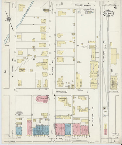 Sanborn Fire Insurance Map from Arcadia, DeSoto County, Florida (1914), Sheet #0004 - Complete Map Set gallery image, historic Sanborn map, vintage wall art, Florida Florida